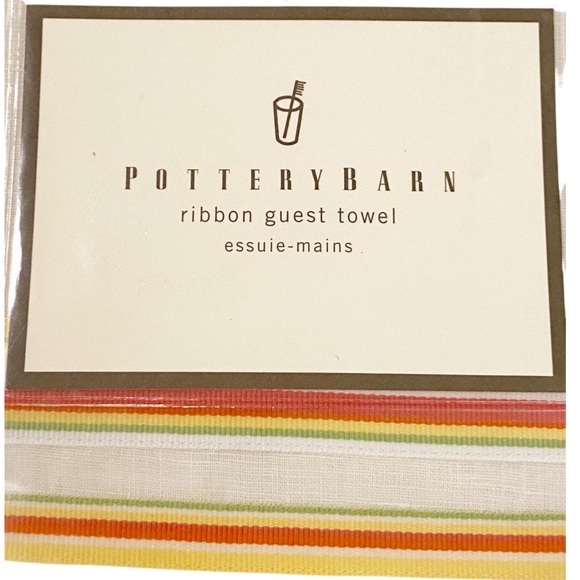 POTTERY BARN Cream Linen with Ribbon Guest/Hand Towel - Picture 4 of 7